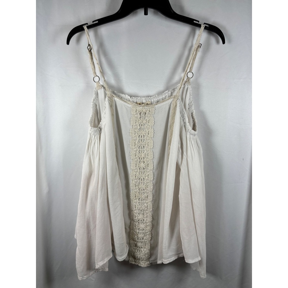 Rewind Women's XL Off Shoulder Embroidered‎ Lace Boho Tunic Top Blouse
